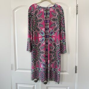 Ruby Rd. Pink Floral Medallion Long Sleeve Maxi Dress